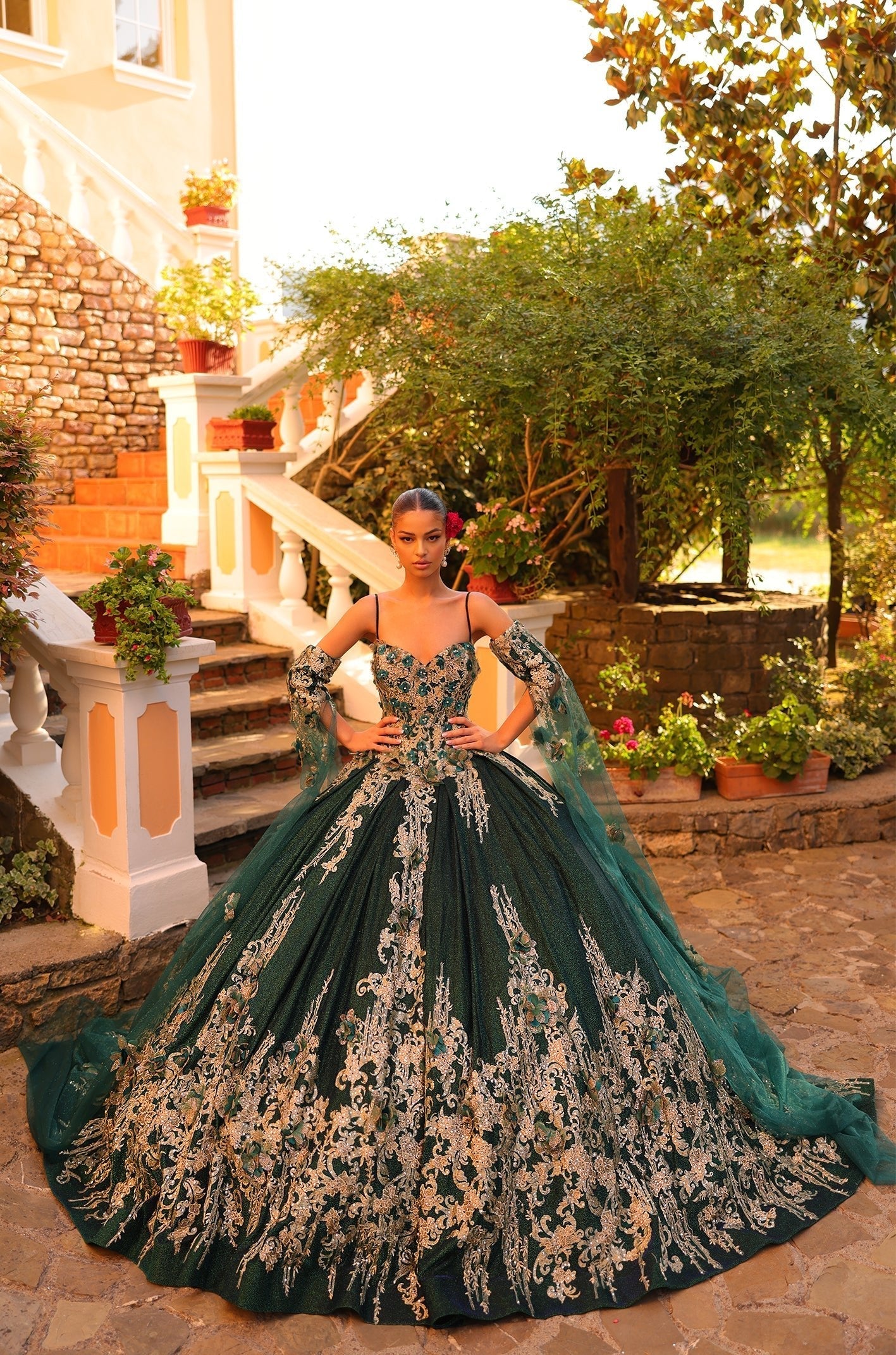 Amarra 54326 Long Quinceanera Dress Emerald / 22 Amarra 54326 Long Quinceanera Dress Emerald / 22