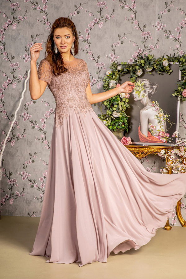 pink and gold mother of the bride dresses Azazie Paige