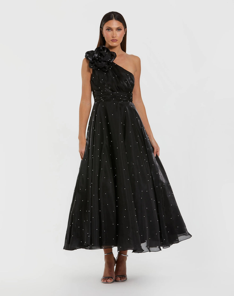 ieena for mac duggal black dress Black Tie Waist Gown