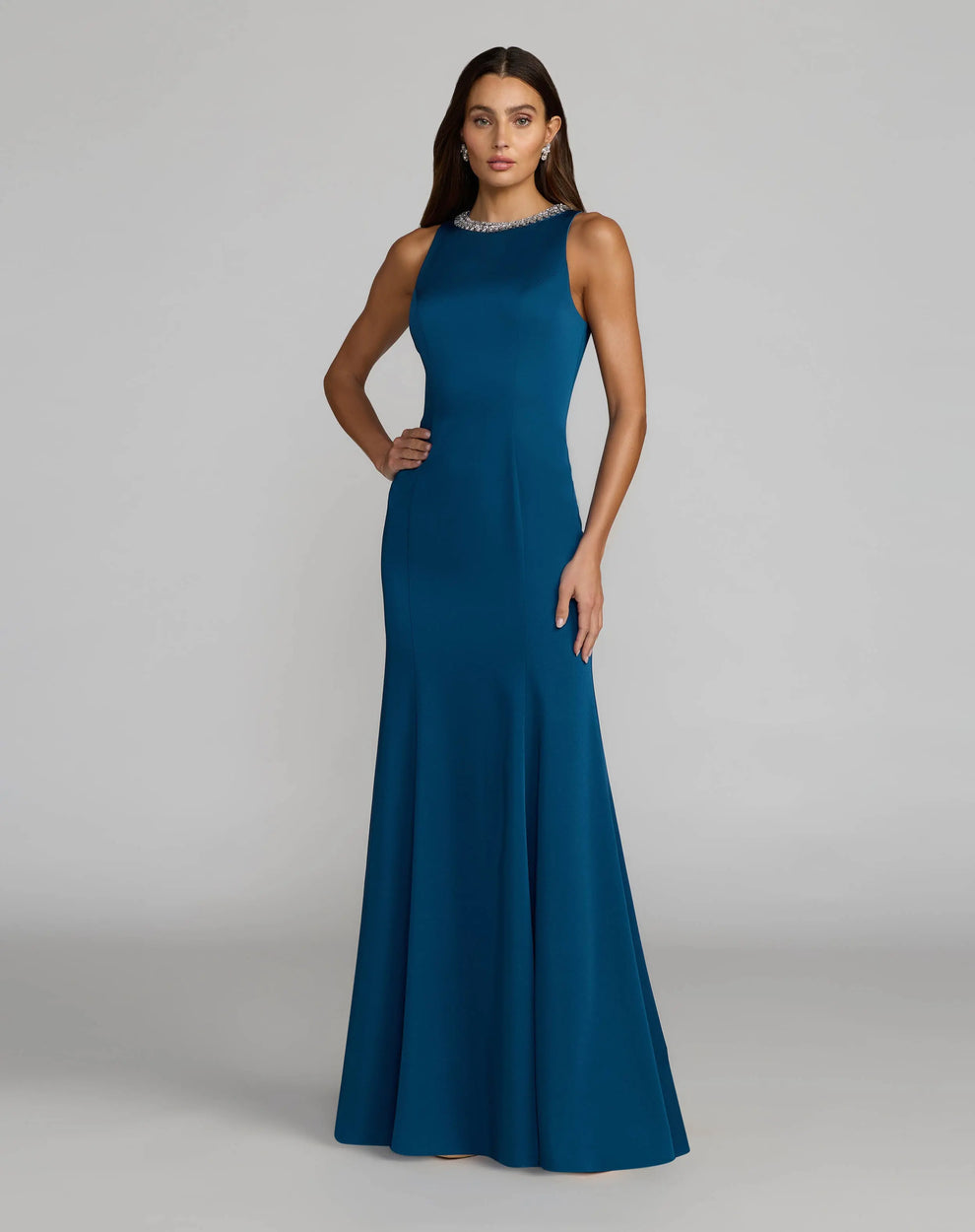 ieena for mac duggal blue dress Blue Floral Gown by Ieena for Mac Duggal