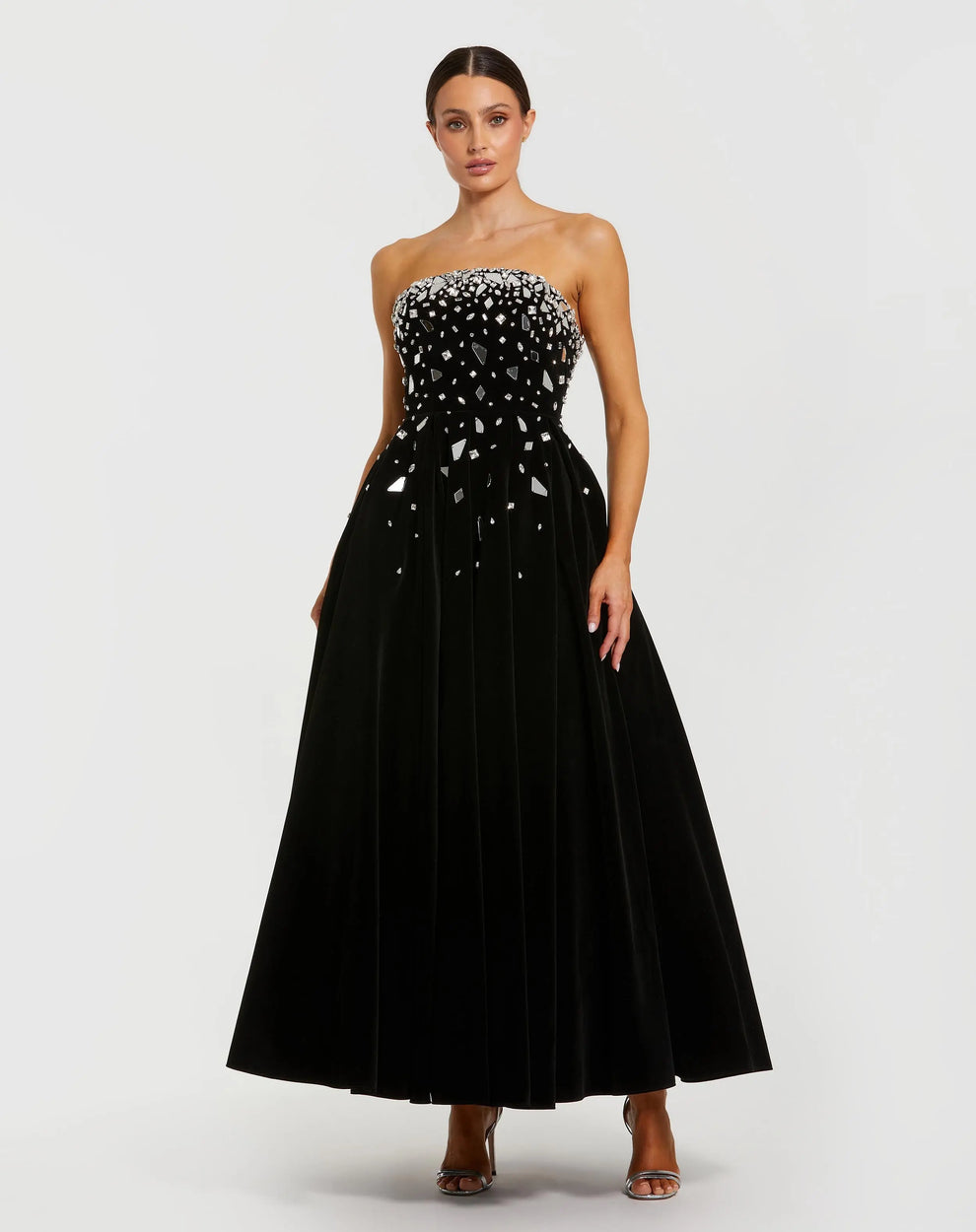 Mac Duggal Women's Embellished Velvet Strapless A Line Ankle Dress - Black