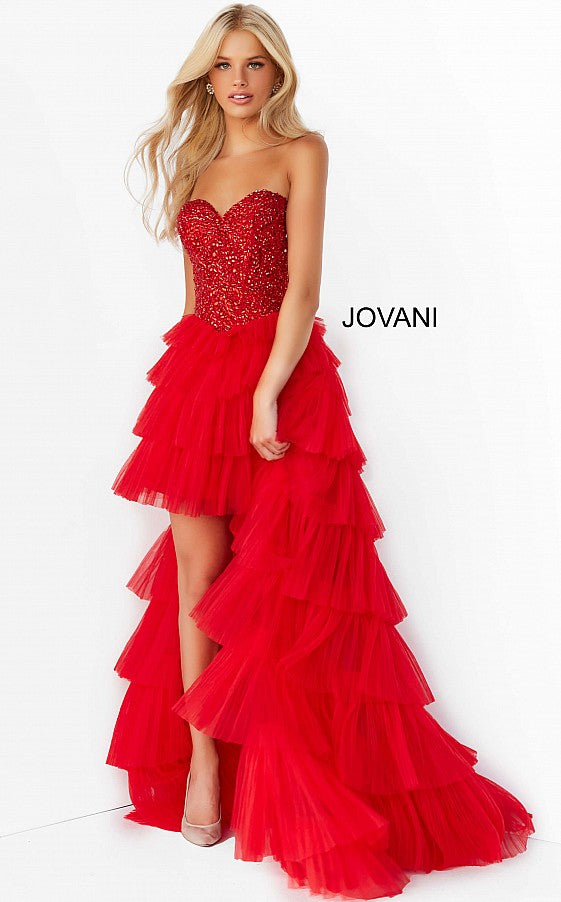 jovani red strapless prom dress Jovani D5119 Long Prom Dress Red / 4