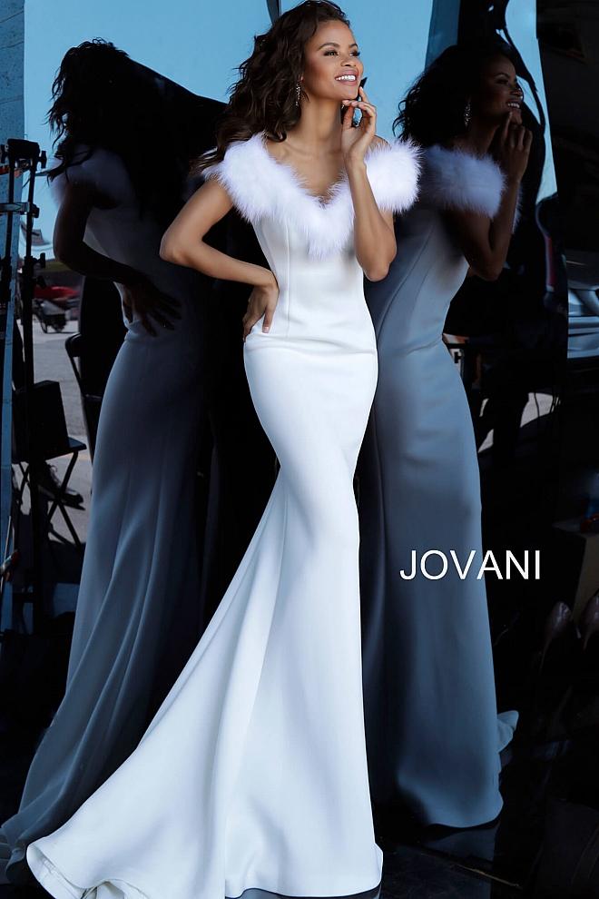 jovani feather gown