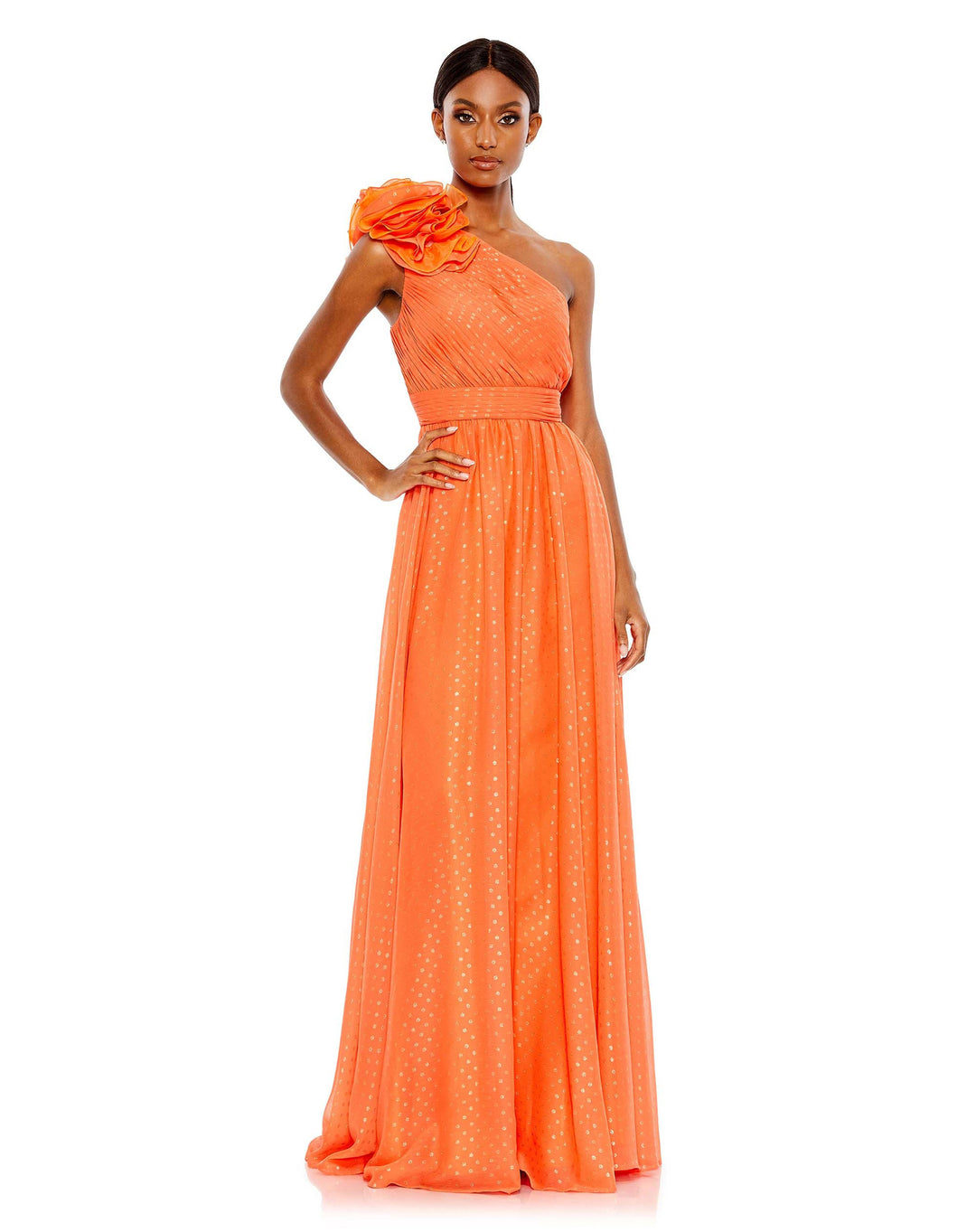 mac duggal orange dress Orange Sequin Halter Neck Open Back Dress