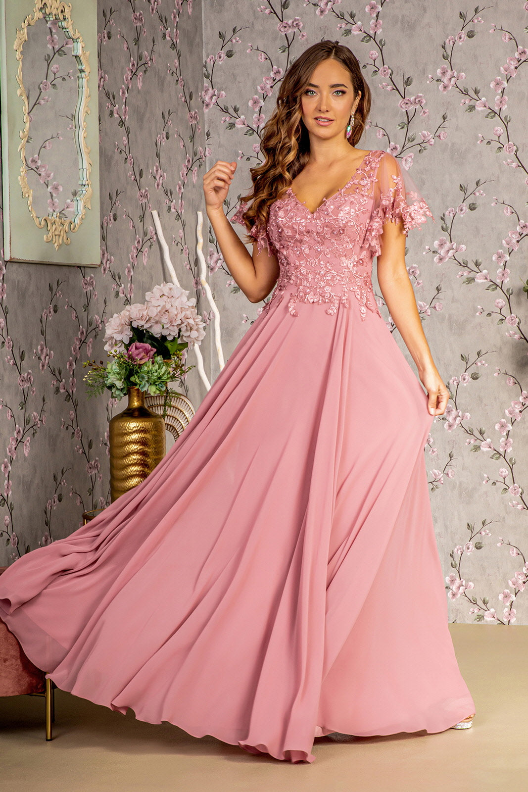dusty rose sequin bridesmaid dresses Wedtrend Women Dusty Rose A Line Sweetheart Sequins Lace Evening Dress With Short Sleeves, Dusty Rose / XL