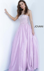 Soft Pink Strapless Embellished Jovani Ballgown 00462 - Elbisny