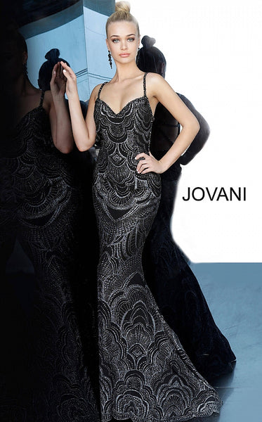 Black Silver Sweetheart Neckline Fitted Prom Jovani Dress 00501 - Elbisny