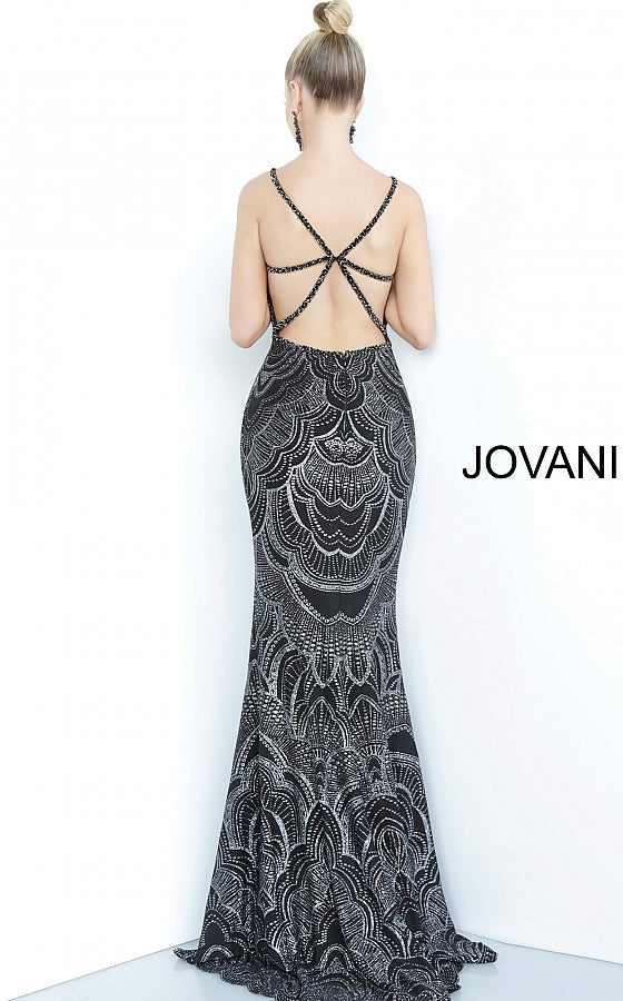 Shop Black Silver Sweetheart Neckline Fitted Prom Jovani Dress
