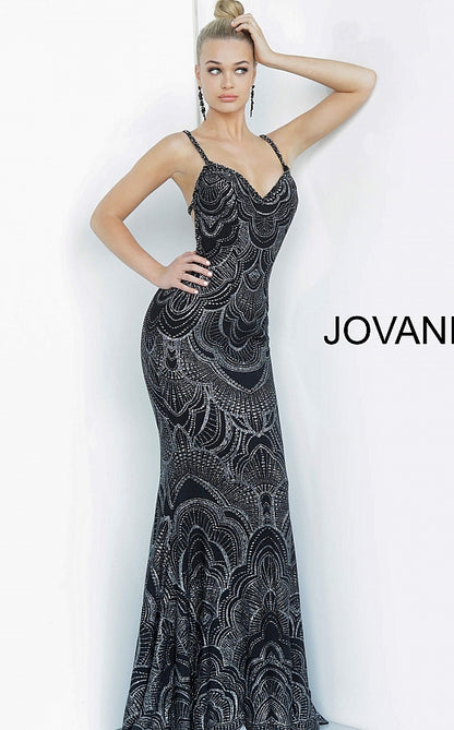 Black Silver Sweetheart Neckline Fitted Prom Jovani Dress 00501 - Elbisny