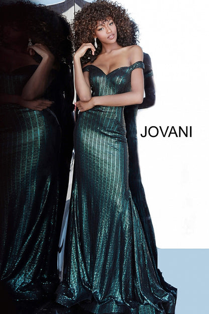 Black Emerald Off the Shoulder Jovani Prom Dress 00974 - Elbisny