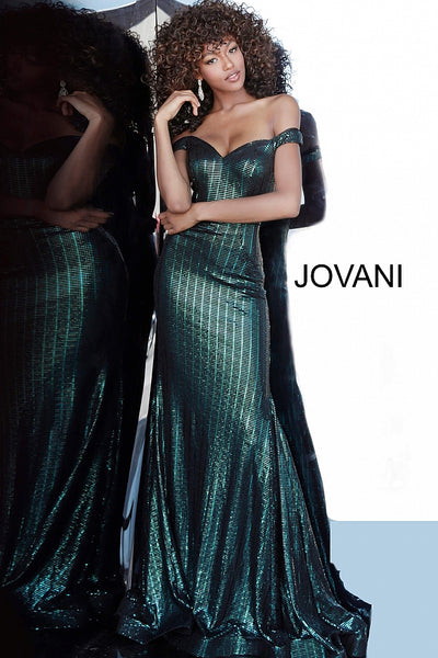 Black Emerald Off the Shoulder Jovani Prom Dress 00974 - Elbisny