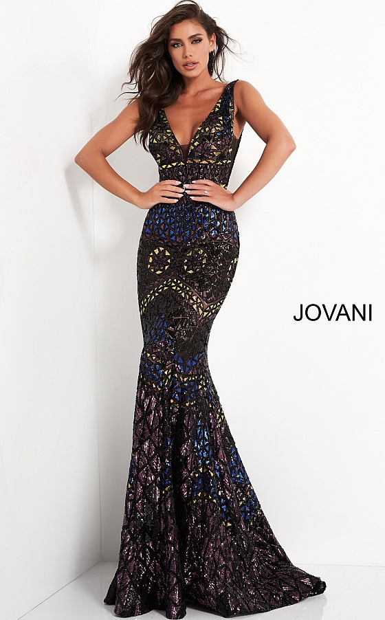 Jovani 04807 Women's Formal Evening & Wedding Guest Dress - Black Multi | NewYorkDress