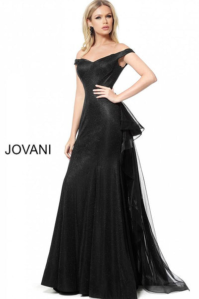 Black Off the Shoulder Sweetheart Neckline Evening Jovani Dress 2308 - Elbisny