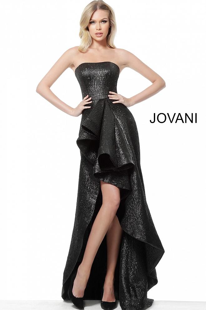 Black Strapless High Low Evening Jovani Dress 64140 - Elbisny