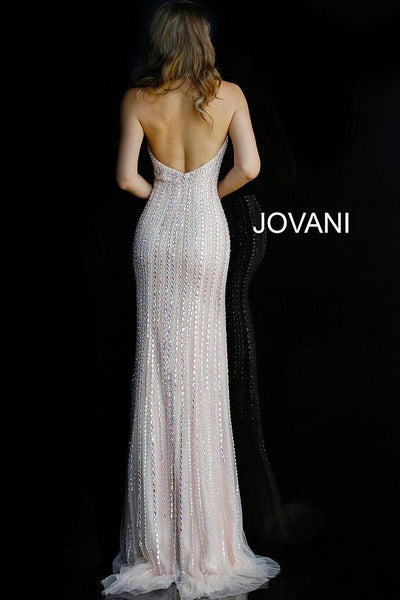 Blush High Neck Backless Beaded Evening Jovani Dress 60302 - Elbisny