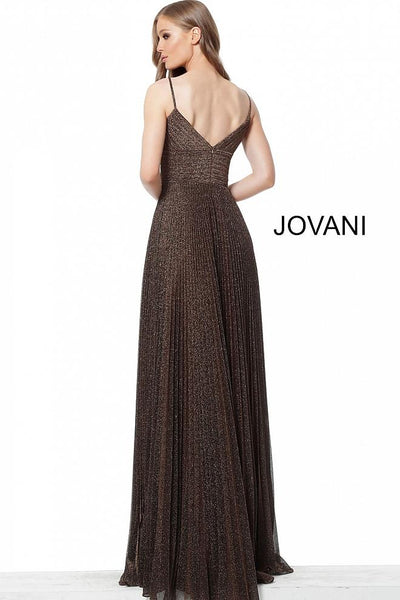 Coffee Spaghetti Straps Pleated Evening Jovani Dress 68091 - Elbisny