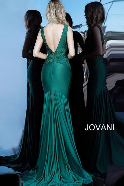 Emerald Ruched Bodice V Back Prom Jovani Dress 1016 - Elbisny