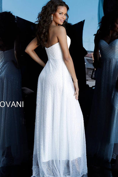 Ivory Strapless V Neck Maxi Evening Jovani Dress 66434 - Elbisny