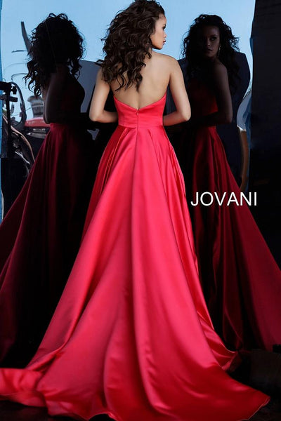 Red Strapless Pleated Skirt Evening Jovani Gown 67730 - Elbisny