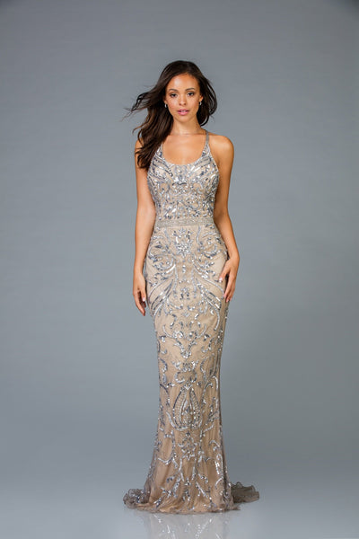 Scala Fitted Beaded Dress 48936 - Elbisny