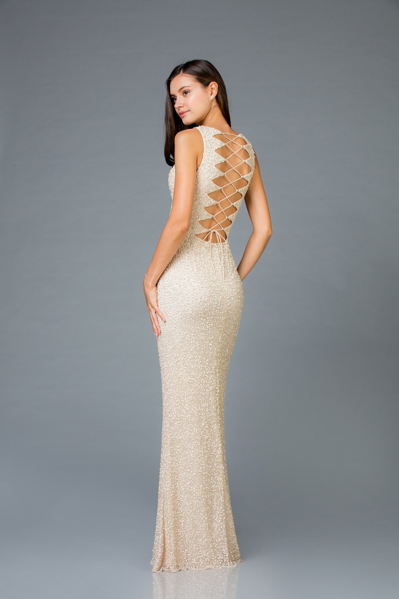 Scala Long Sequins Dress 48933 - Elbisny