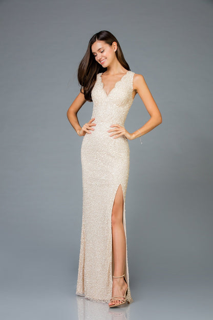 Scala Long Sequins Dress 48933 - Elbisny