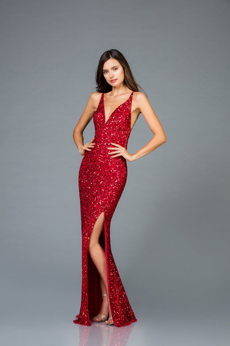 Scala Long Sequins Dress 48949 - Elbisny