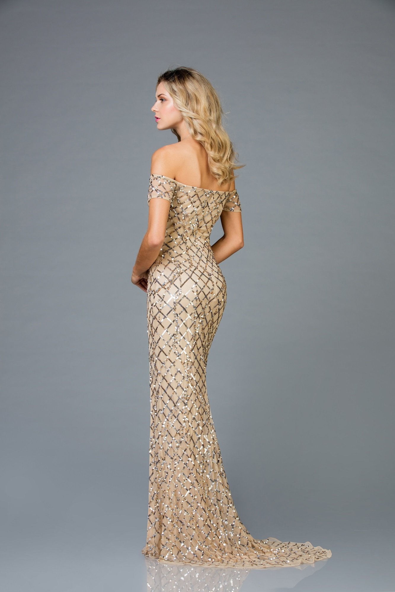 Scala Off The Shoulder Sequins Dress 48945 - Elbisny