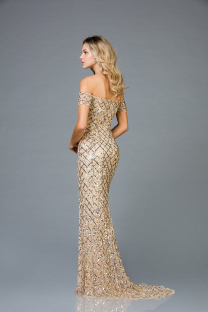 Scala Off The Shoulder Sequins Dress 48945 - Elbisny