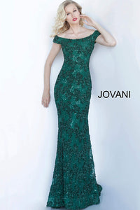Emerald Off the Shoulder Fitted Evening Jovani Dress 1910 - Elbisny