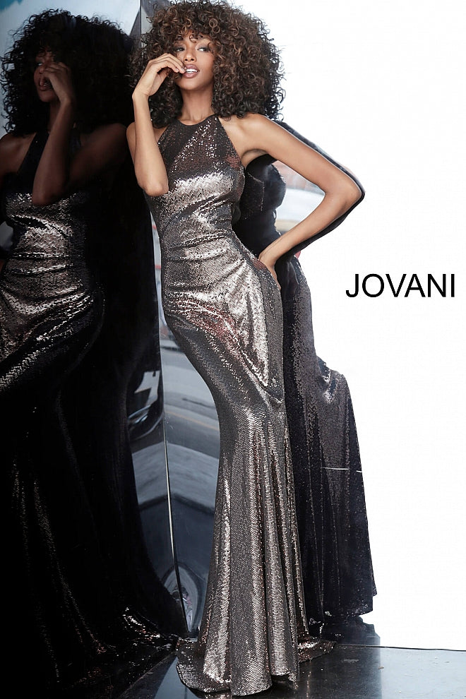 Copper Crew Neckline Back Cut Out Prom Jovani Dress 2812 8 / Copper