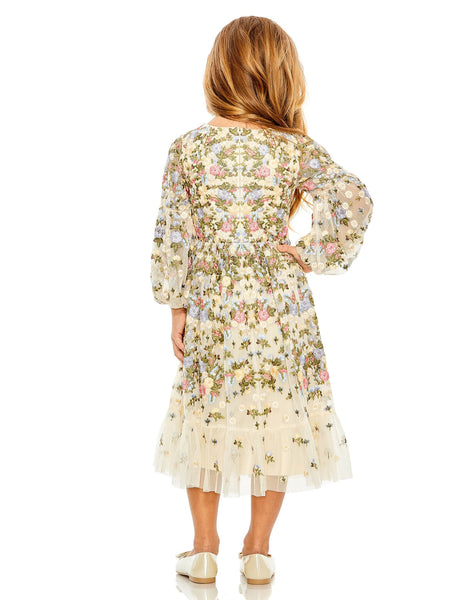 GIRLS EMBROIDERED LONG SLEEVE DRESS