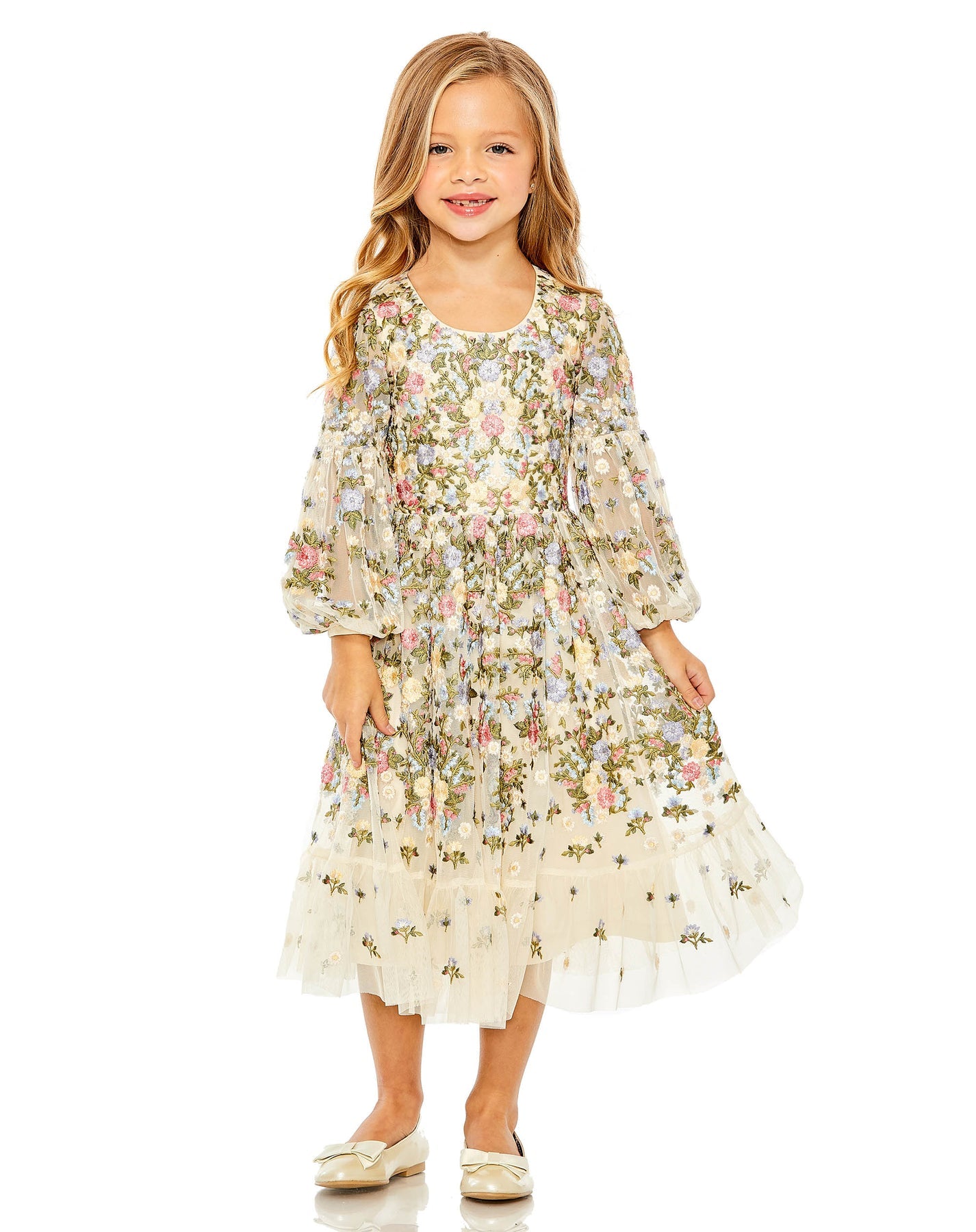 GIRLS EMBROIDERED LONG SLEEVE DRESS