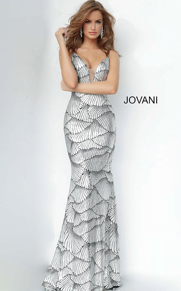 Black Silver Fitted Sexy Prom Jovani Dress 3940 - Elbisny
