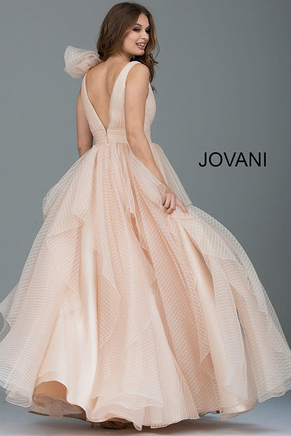 Plunging Neckline Layered Jovani Ballgown 55210 - Elbisny