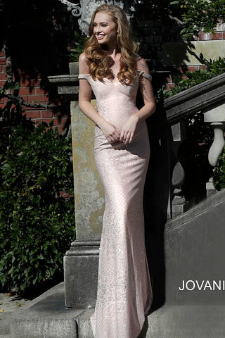 Blush Off the Shoulder Sweetheart Prom Dress JVN60139 - Elbisny