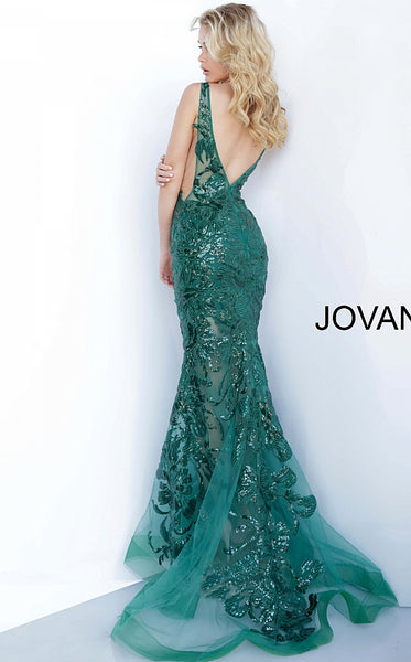 Red Plunging Neckline Prom Jovani Dress 60283 - Elbisny