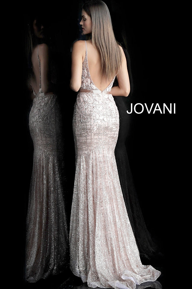 Rose Gold Mermaid Embellished Jovani Dress 62517 - Elbisny