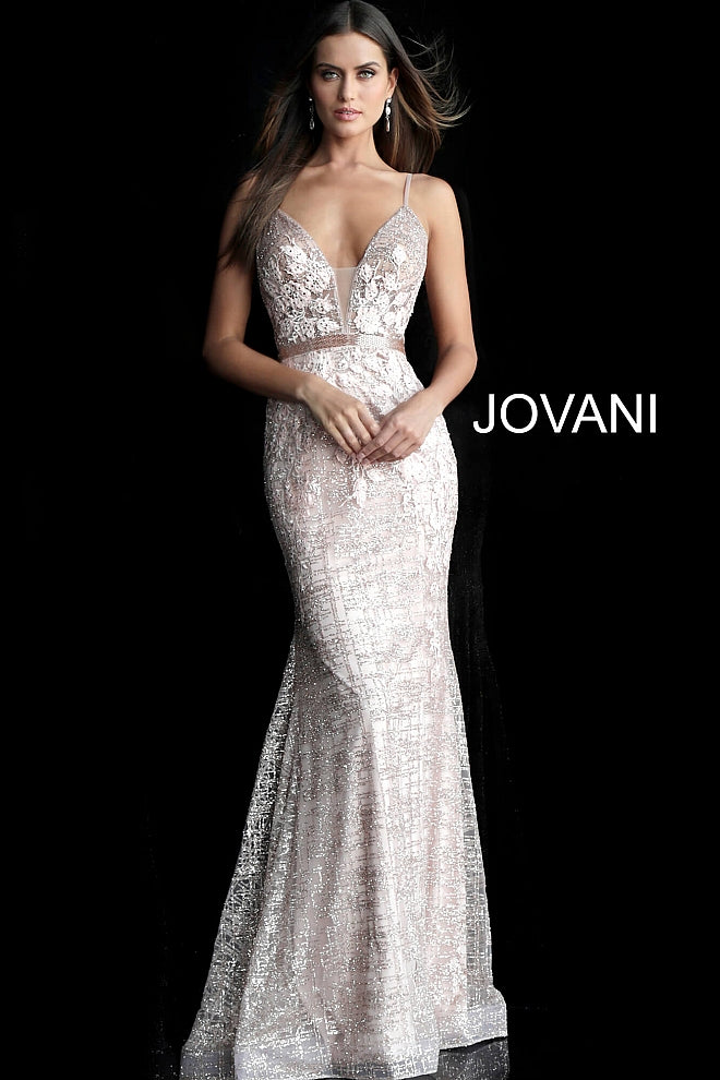 Rose Gold Mermaid Embellished Jovani Dress 62517 Rose Gold Mermaid Embellished Jovani Dress 62517