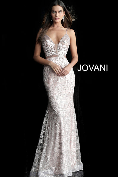 Rose Gold Mermaid Embellished Jovani Dress 62517 - Elbisny