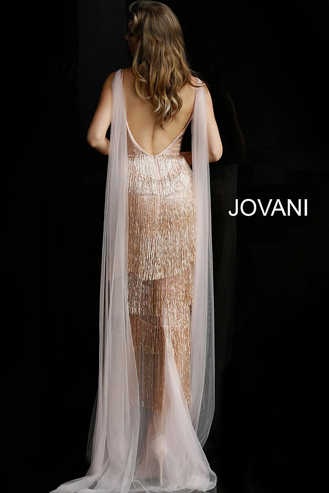 Blush Embellished Plunging Neck Couture Jovani Dress 65346 2 / Blush Blush Embellished Plunging Neck Couture Jovani Dress 65346 2 / Blush
