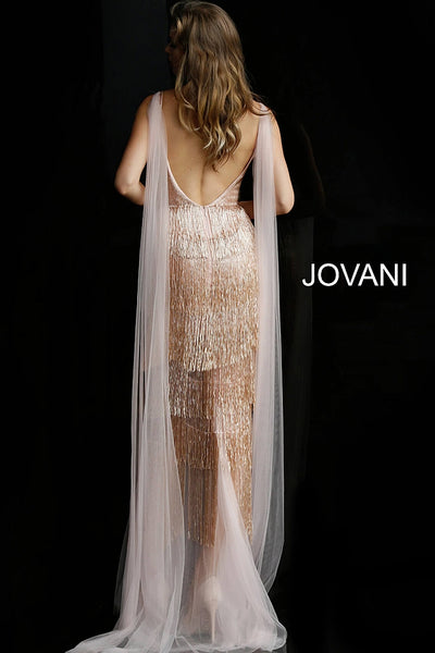 Blush Embellished Plunging Neck Couture Jovani Dress 65346 - Elbisny