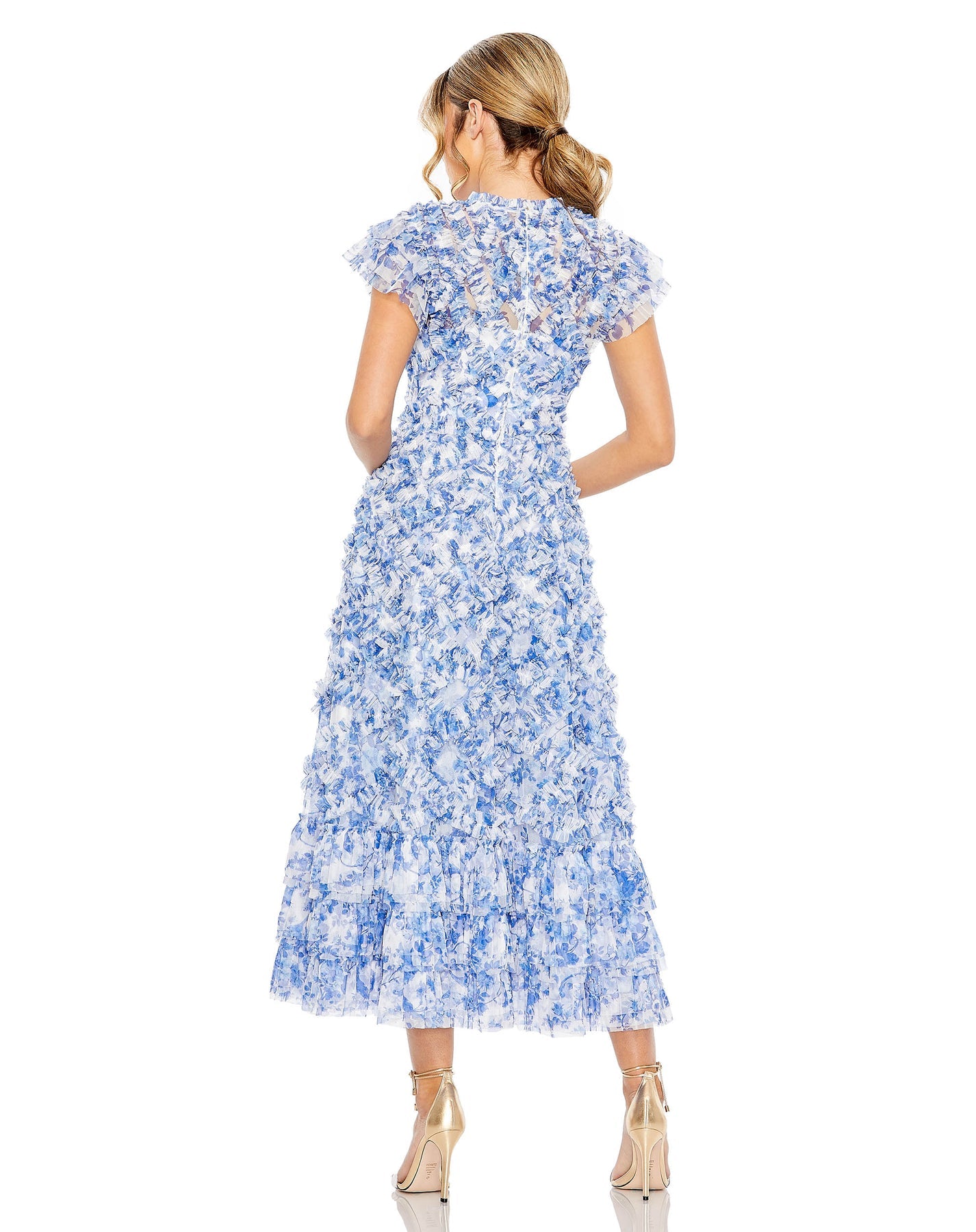 High Neck Ruffle Cap Sleeve Floral Dress Green Multi / 18 High Neck Ruffle Cap Sleeve Floral Dress Green Multi / 18