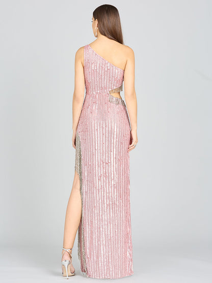 WENDY BEADED FRINGE GOWN