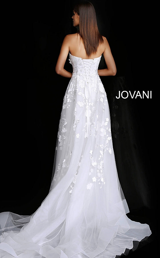 Off White Strapless Sweetheart Neck Bridal Gown JB65935 - Elbisny