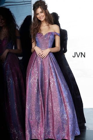 Purple Off the Shoulder Sweetheart Neck Prom Ballgown JVN2013 - Elbisny