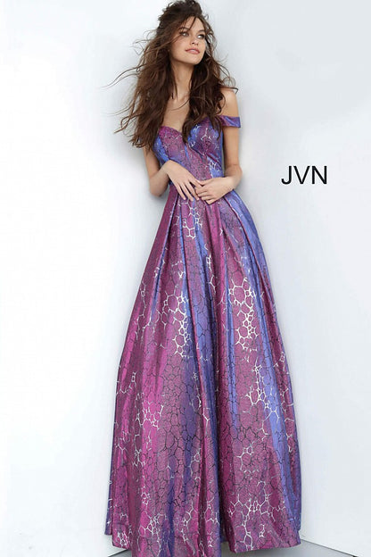 Purple Off the Shoulder Sweetheart Neck Prom Ballgown JVN2013 - Elbisny