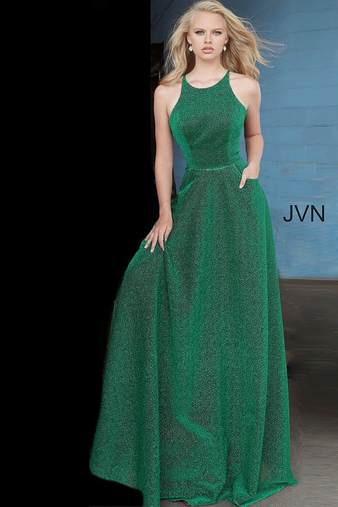 Emerald Jewel Neckline Sleeveless Prom Dress JVN2310 - Elbisny