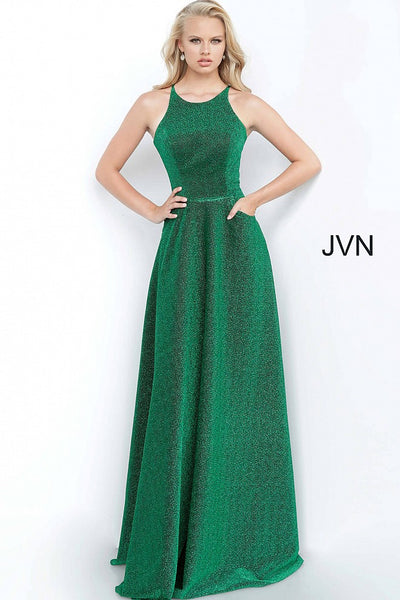Emerald Jewel Neckline Sleeveless Prom Dress JVN2310 - Elbisny