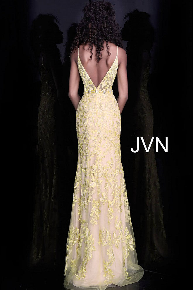 Off White Nude Spaghetti Straps Backless Prom Dress JVN62330 0 / yellow/nude Off White Nude Spaghetti Straps Backless Prom Dress JVN62330 0 / yellow/nude
